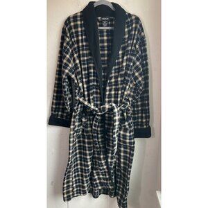 Claiborne Womens One size fits all Black Plaid Robe Lagenlook Loungewear